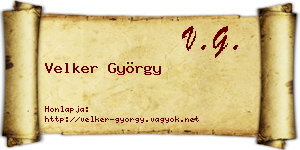 Velker György névjegykártya